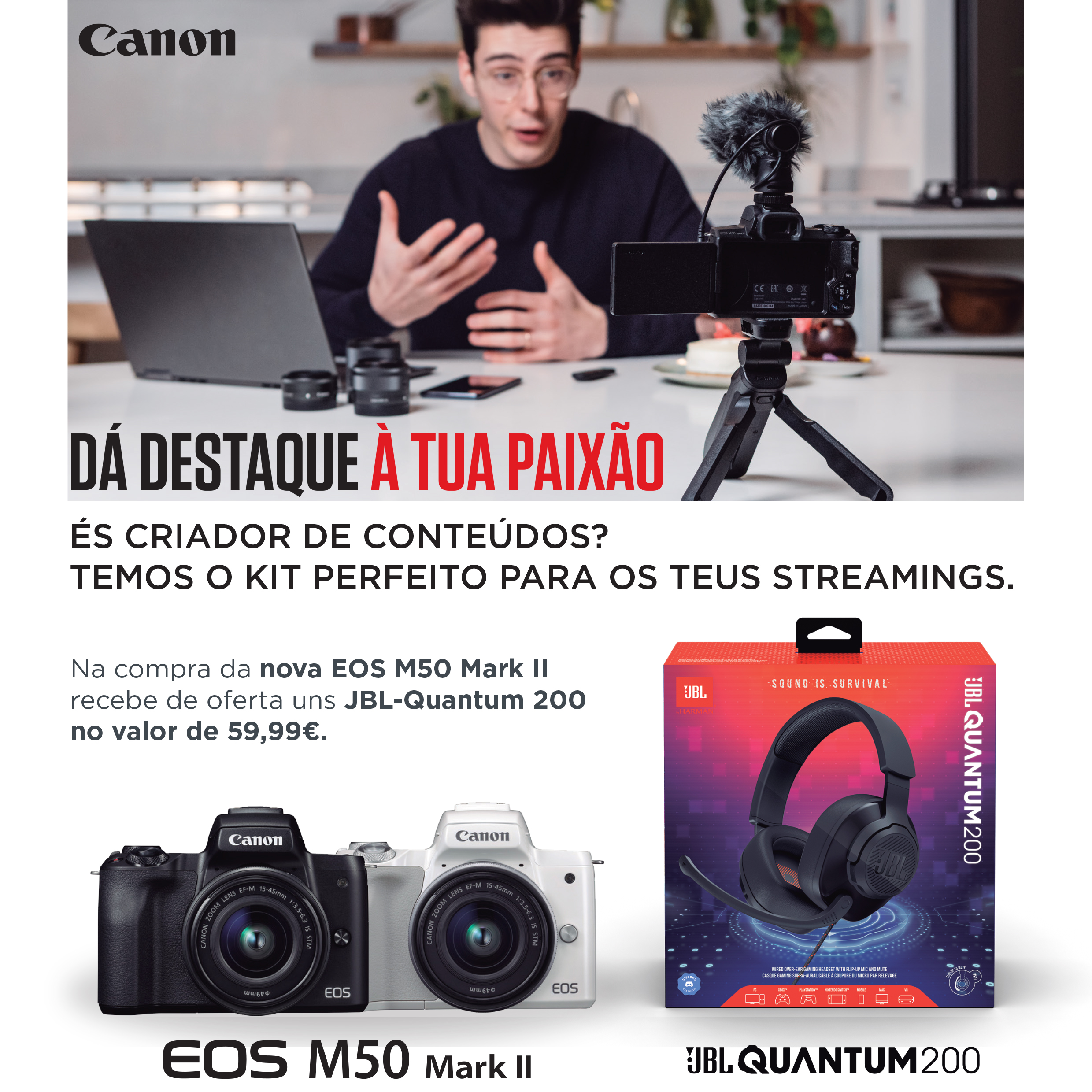 Canon EOS M50 II Oferta JBL QUANTUM 200